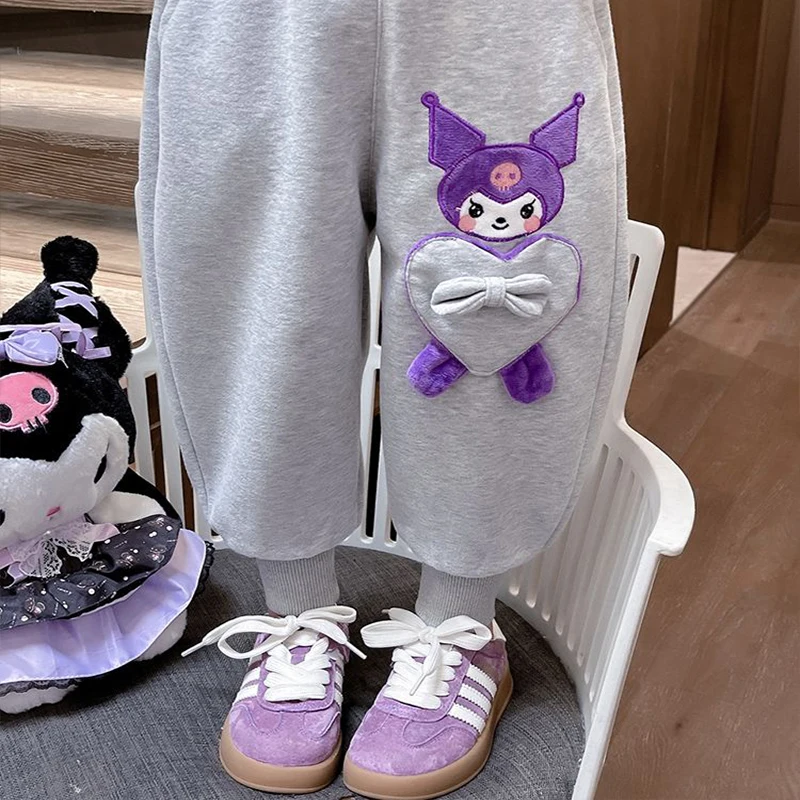 Girly Heart Kawaii Kuromi Sanrio Anime Sweatpants Spring Autumn Cute Cartoon Children Long Trousers Clothes Gifts for Kids