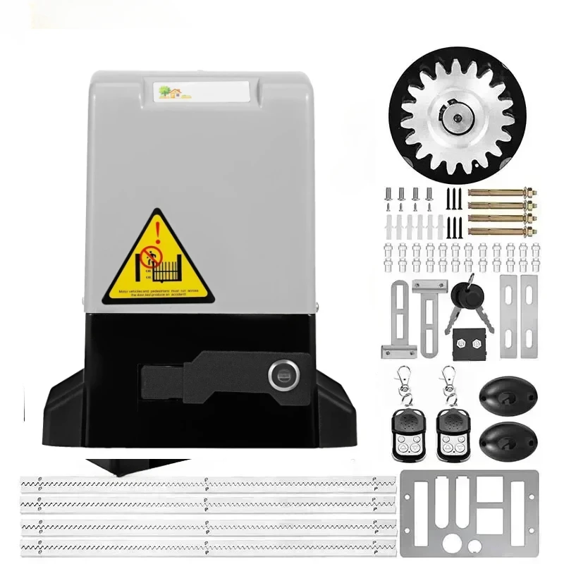 SIHAO 1300LBS Automatic Sliding Gate Opener Electric Garage Door Operator with 2 Keys & 4m Racks Use for Hotel Factory School