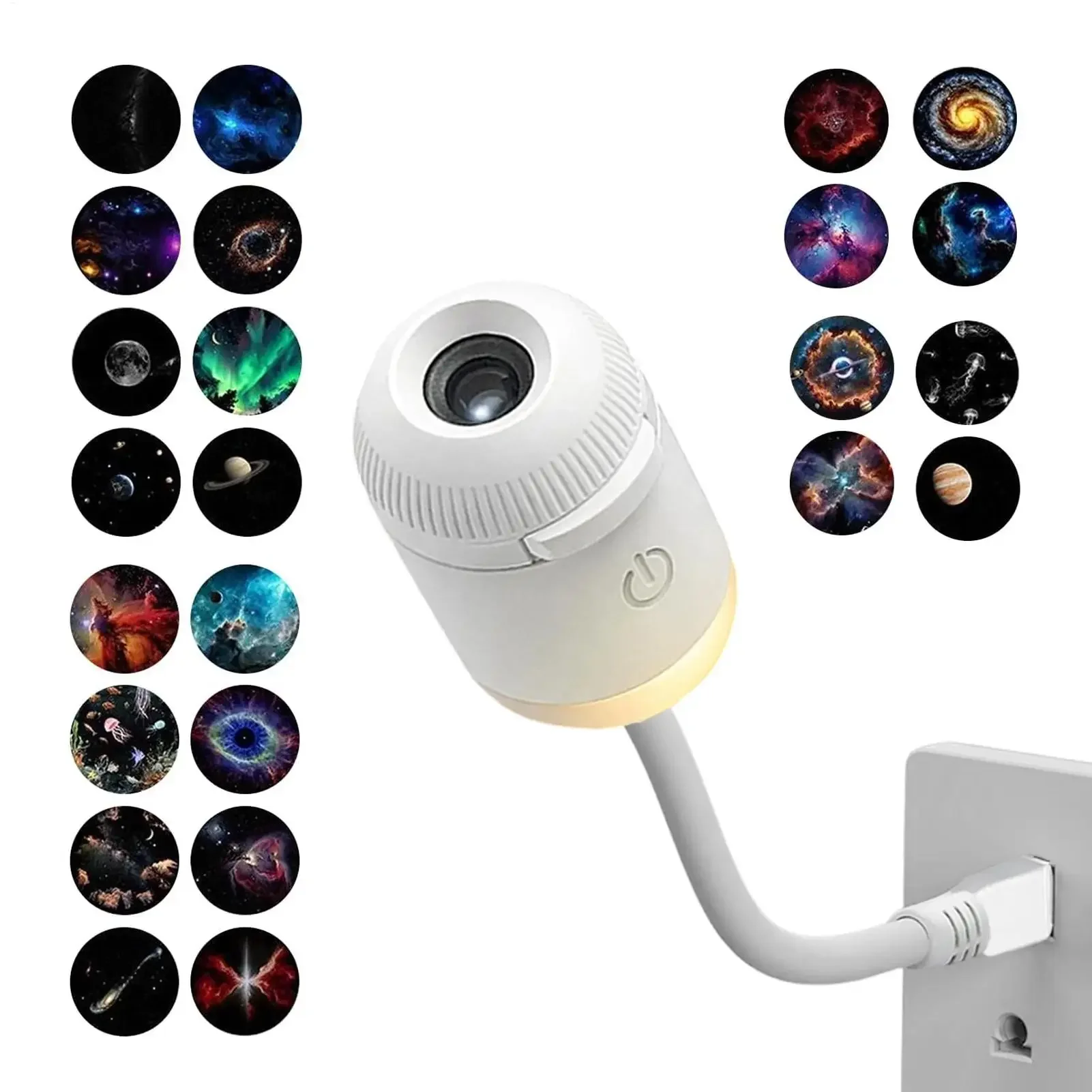 Galaxy Projector Night Light Adjustable Brightness USB Light 360 Degree Rotating Lamp Galaxy Projector with 24 Film Slides