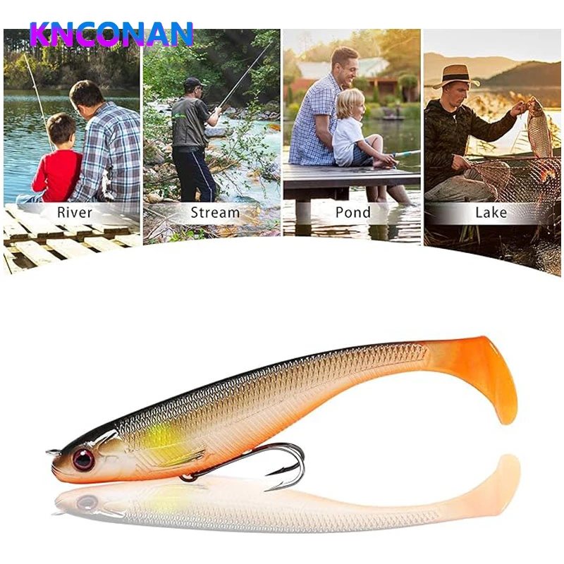 

12cm/9cm T Tail Soft Lures with Leaded Head Saltwater for Megabass Perch Silicone Bait Long Shot Sinking Jigs Hook Fishing Lure