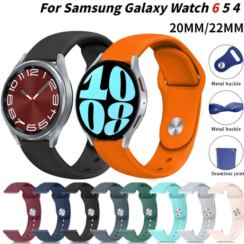 

20mm 22mm Silicone Strap For Samsung Galaxy Watch 7 6 5 4 Classic 47mm 43mm Huawei Watch 4/3 GT3 Soft Bracelet Amazfit GTR/GTS 4