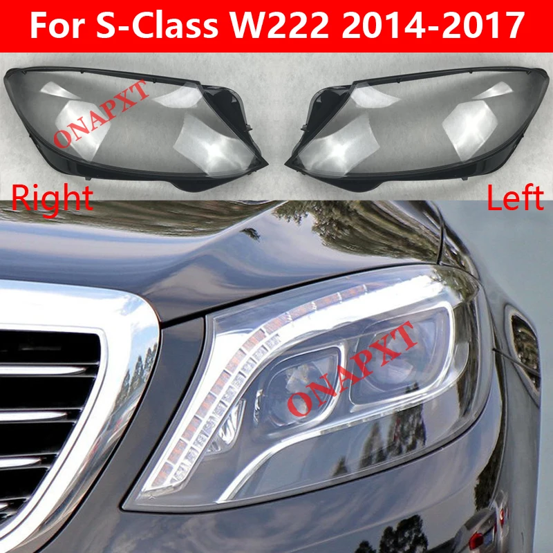 Car Front Lampshade Headlight Shell Cover For Mercedes-Benz S-class  W222 S320 S400 S500 S600 2014-2017 Auto Glass Lens Case