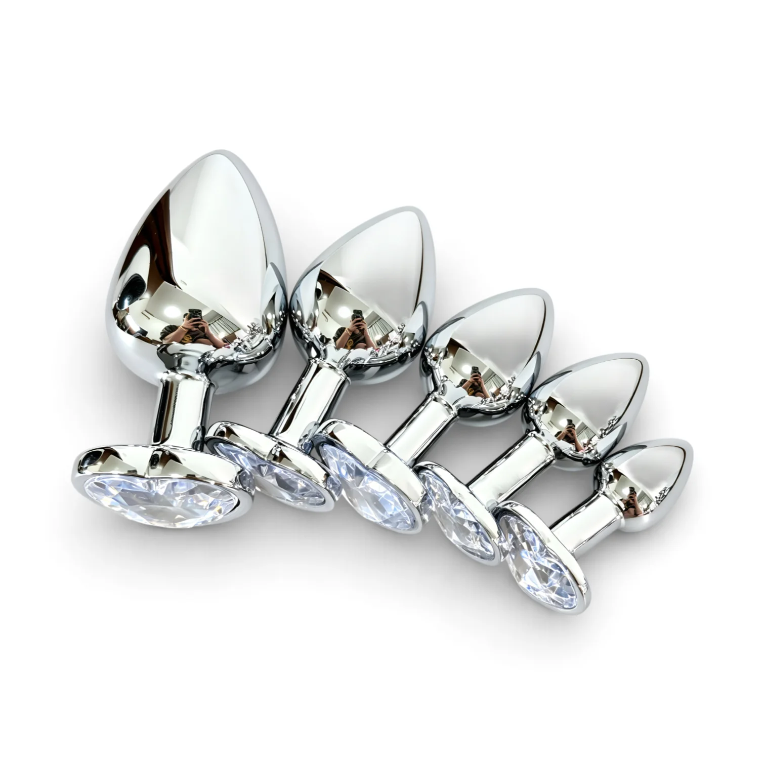 5 Sizes of Anal Plugs for Beginners to Experts, Anal Expansion Stimulation Massager, Anal Pleasure Toys, White Gemstone Base Ana