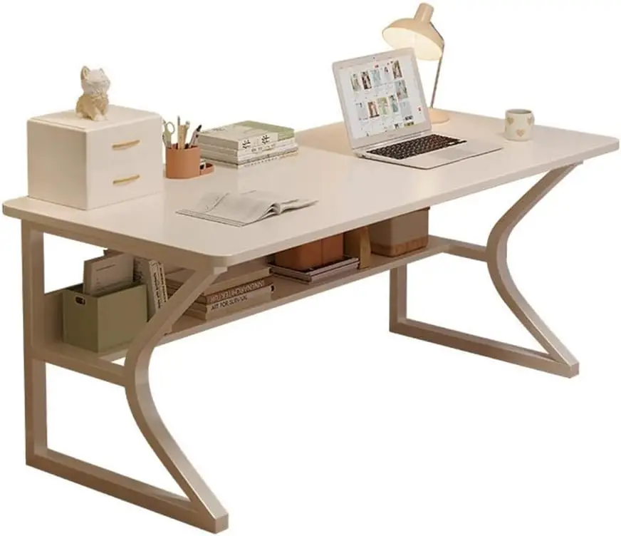 Schreibtisch mit Stauraum, Computertisch, Gaming-Schreibtisch mit Kopfhörerhalterung, PC-Tisch, moderner Bürotisch 80 x 50 x 75 cm, geeignet für Homeoffice-Mitarbeiter und Gamer, Stahlgestell, weiß