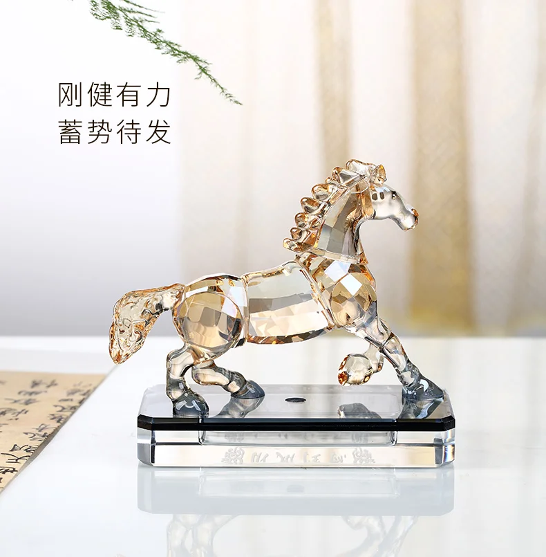 High grade crystal Decorative gift HOME CAR company shop business good luck Success horse 3D FENG SHUI talisman