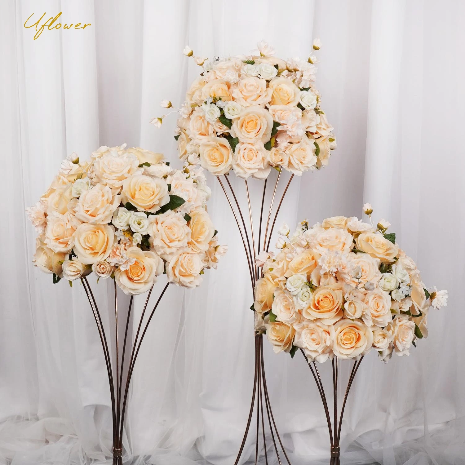 5D Yellow Rose Artificial Flower Row Table Wedding Centerpiece Party Wedding Decor Floral Row  home decor Wholesale dropshipping