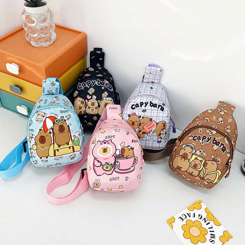 Capybara Crossbody Cute Doll Children's Backpack Multifunctional Fashion Organiser Chest Bag Zipper Coin Purse Shoulder Bag