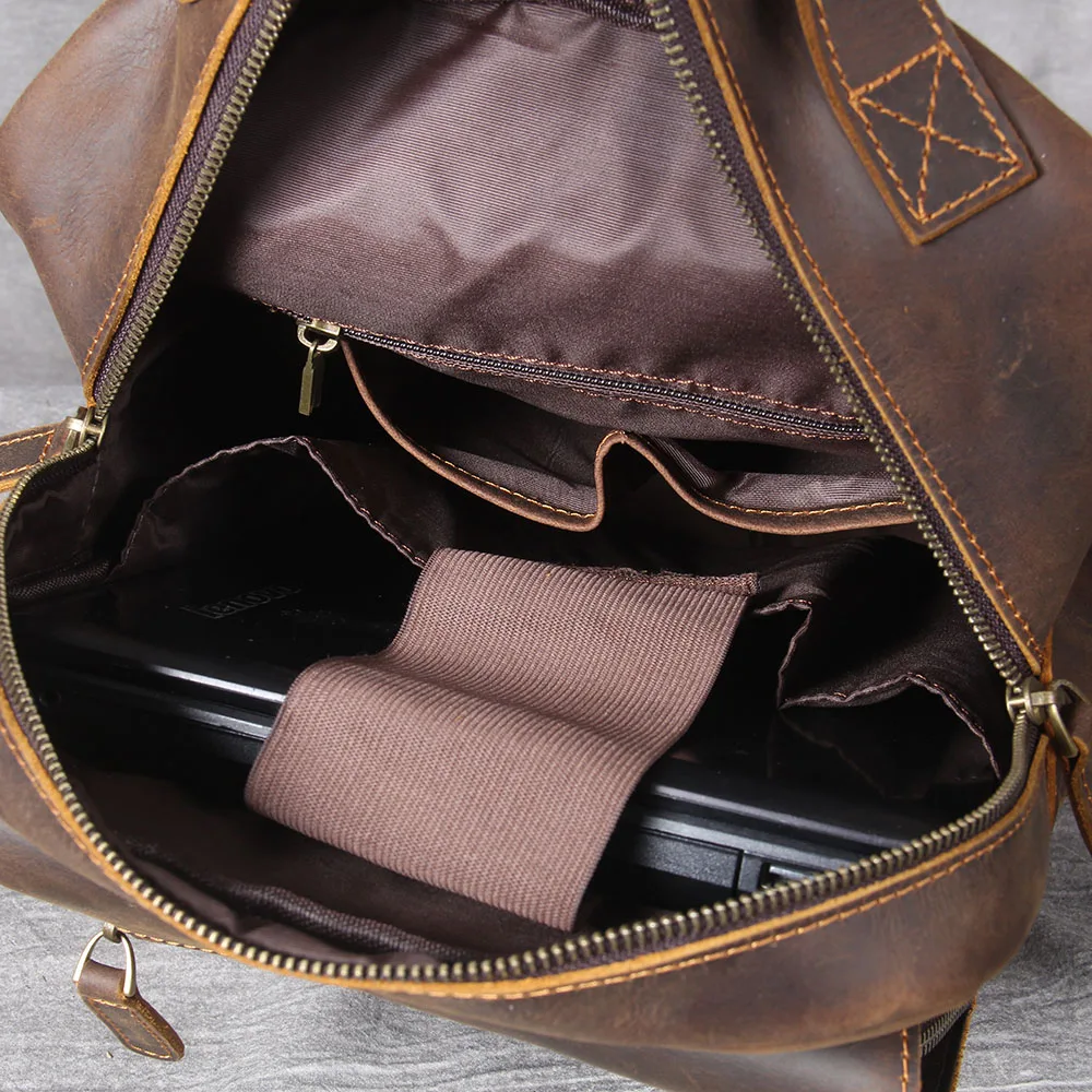 S.WORKER Vintage Echtleder Herrenrucksack Laptop-Tasche Casual Crazy-Horse Leder Schultasche Outdoor-Taschen – Detail 19