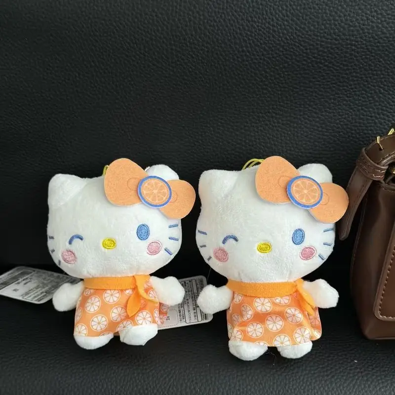 

anime Hello Kitty Plush doll Keychain girl Cute School bag pendant decorate Orange Soda Kitty pp cotton filling Toy dolls Gift