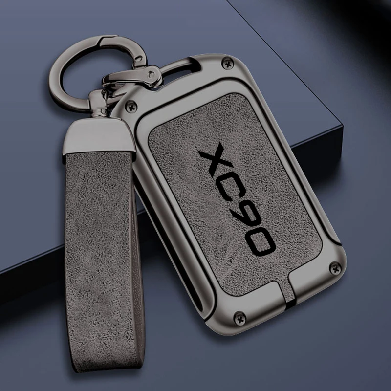 Zinc Alloy Car Remote Key Case Cover for Volvo XC90 Protective Key Bag with Fine Keychain Keyless Car-Styling Accessories