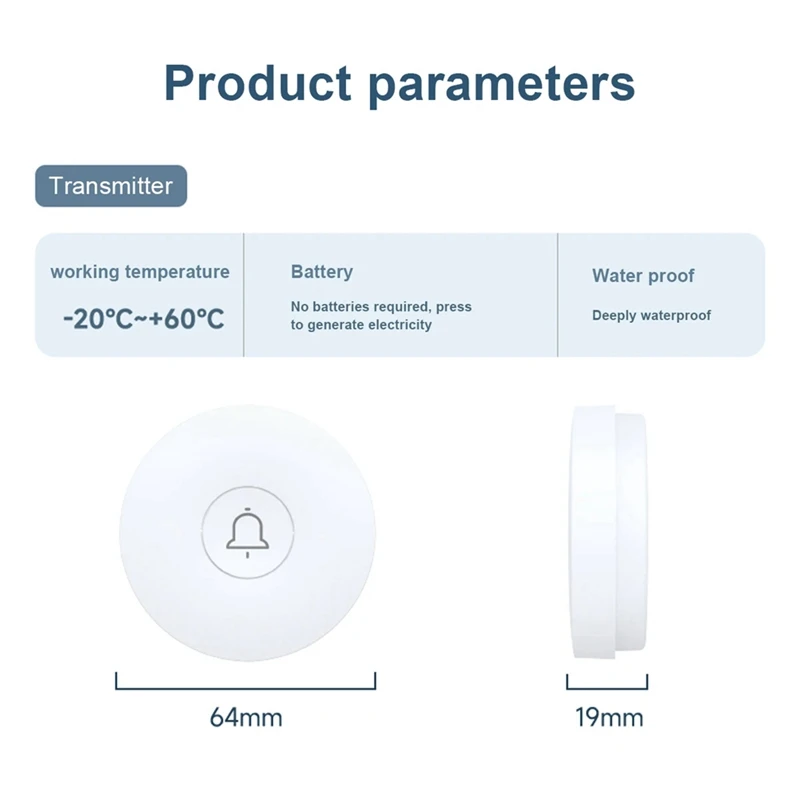 Nuovo campanello senza fili autoalimentato impermeabile casa benvenuto campanello per porta intelligente 38 suonerie telecomando 150M per anziani
