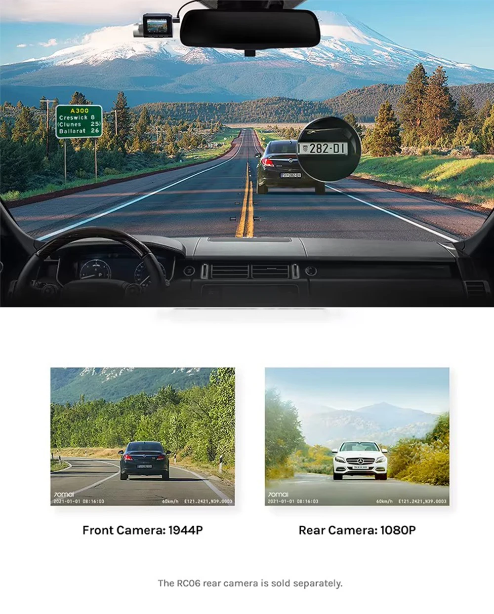 Global Version  A500s Dash Cam, Car Camera Dashcam with APP 2.7K Ultra Full HD Dual CH ADAS GPS Loop Recording Rear Cam