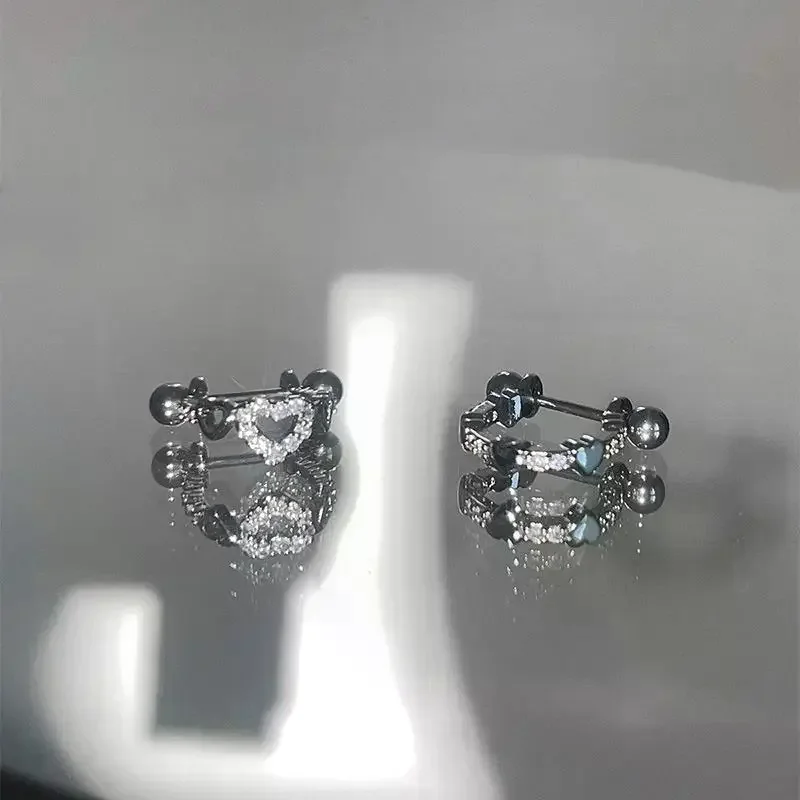 Women's Y2K Punk Hollow out Love Annular Ear Bone Nail Fashion Delicate Earring Single Piece Jewelry Accessory