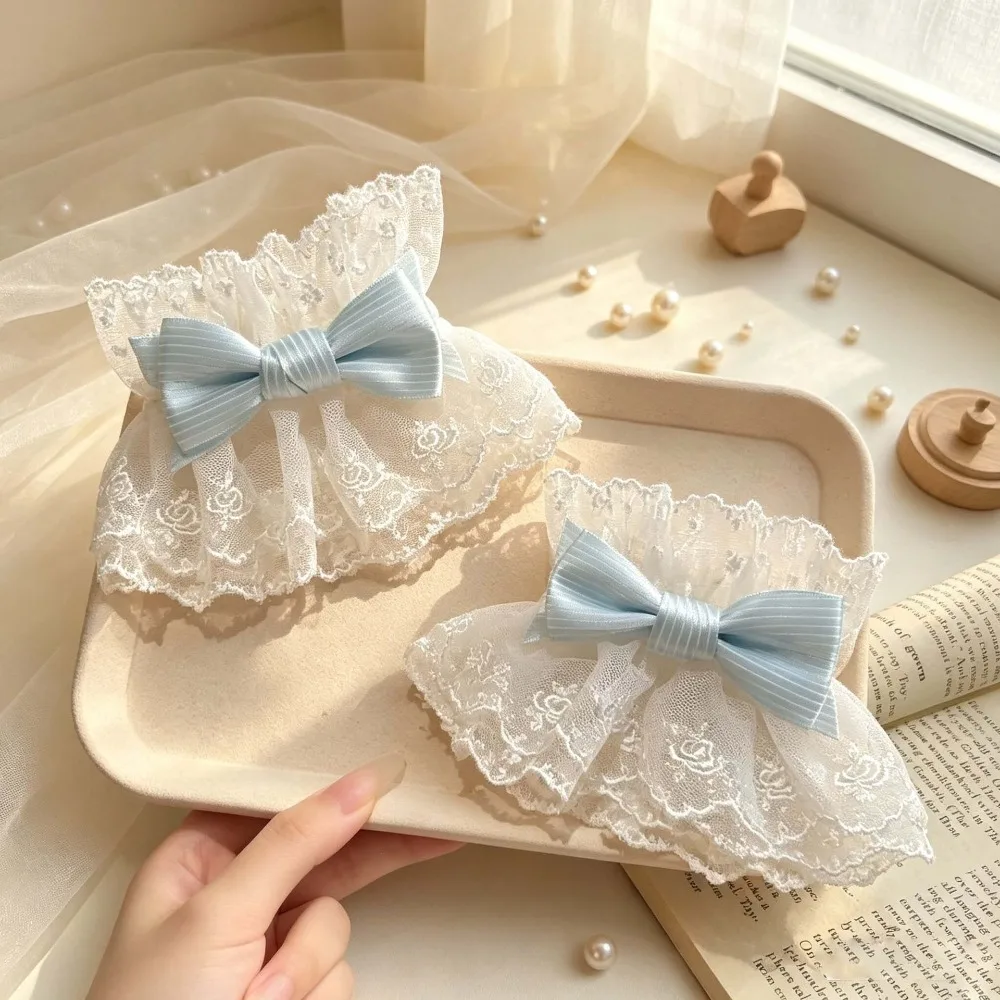 Ruffled Lace Lolita Wrist Cuffs Tulle Design Multicolor Bowknot Sweater Cuff Covers Floral Lace Sweet Satin Fake Sleeve Cuffs