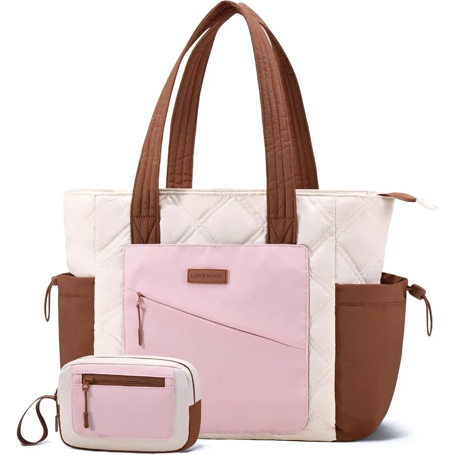 

Quilted Tote Bag for Women with Zipper Closure Stylish Puffer Design Ideal for Daily Use Work Travel School and Nursing Shifts