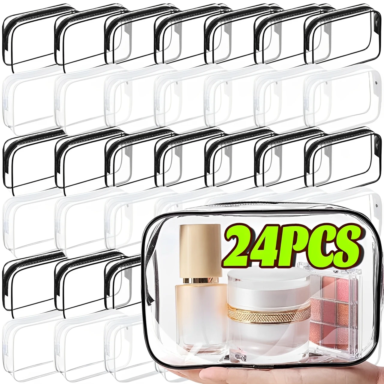 

1/24PCS Transparent PVC Storage Travel Organizer Clear Makeup Bag Beautician Cosmetic Bag Beauty Case Toiletry Bag Wash Bags