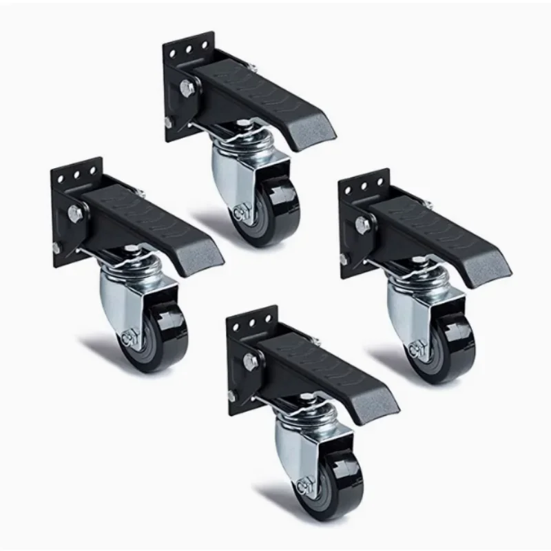

165 lbs 2.5" Set of 4 Workbench Caster Wheels Side Mounted Retractable Stepdown Wheel 360° Swivel for Tables and Equipment