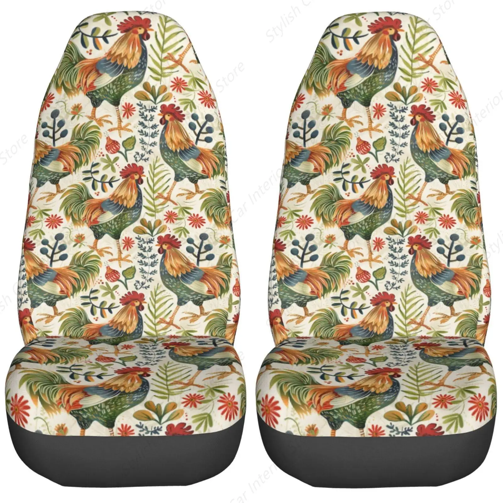 

Farm Rooster Car Seat Covers Set 2 Pcs Auto Interior Car Accessories Protetors Car Mat Covers Universal Fit Most Car SUV Van