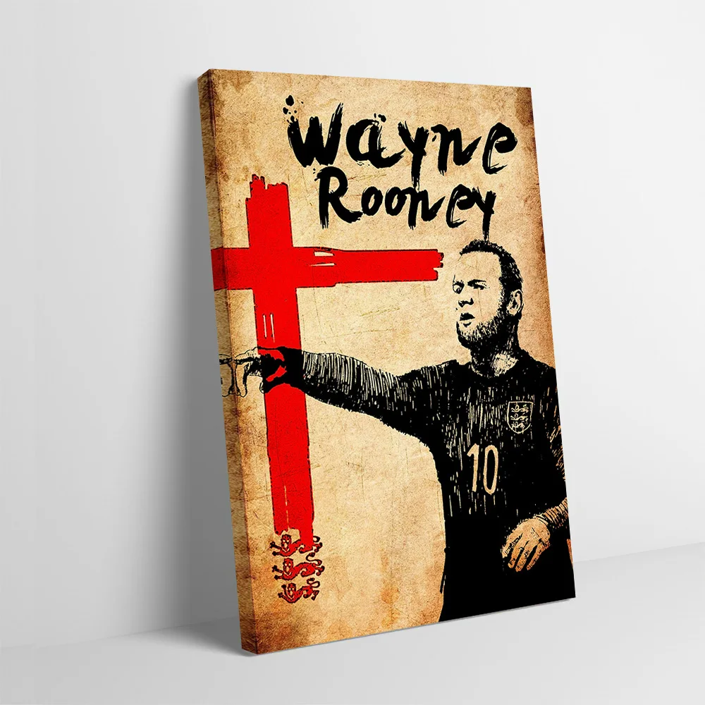Wayne Rooney England Soccer Poster Customizable Printed Canvas Painting Wall Art Gift for Modern Living Room Pictures Wand Deko