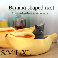 S/M/L/XL Banana Cat Winter Bed House Funny Cute Cozy Cat Mat Beds Warm Durable Portable Pet Basket Kennel Dog Cushion Cat