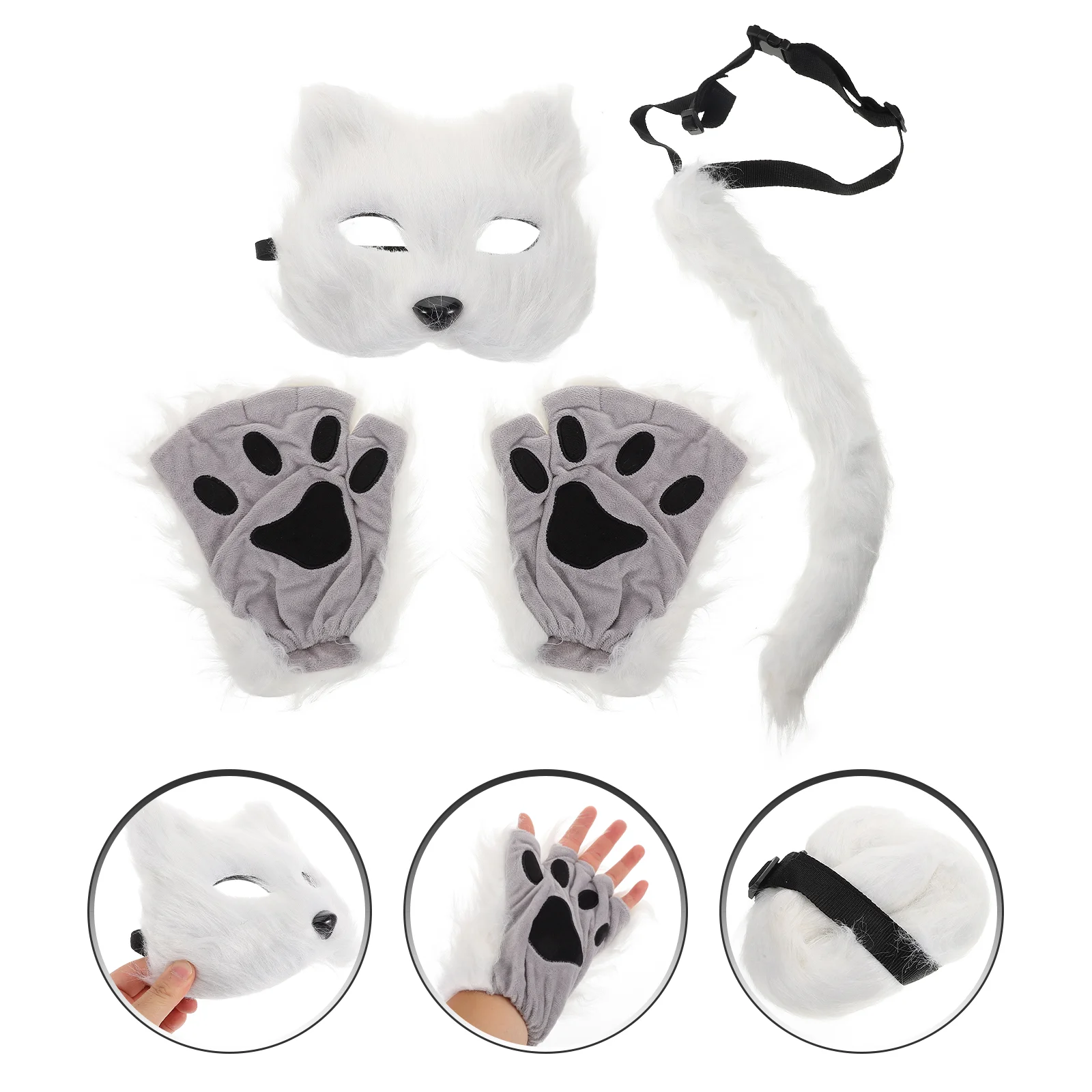 Clothing Halloween Mask Child Masquerade Faux Fur Furry Animal Fursuit Head Cat Masks