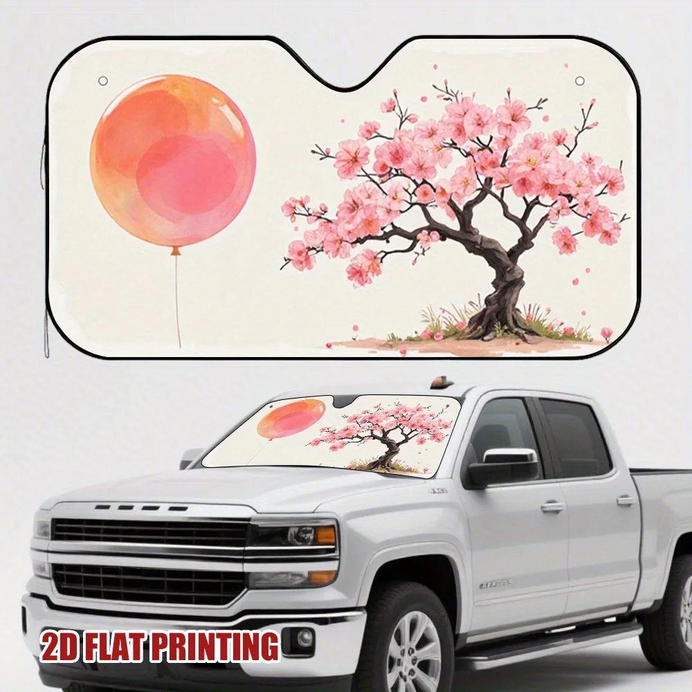 

1pc Cherry Blossom Harmony Car Sun Visor - Fit, Multi-Stop & Lunchtime Drive Accessory, Pink Balloon & Sakura Design, No-Residue