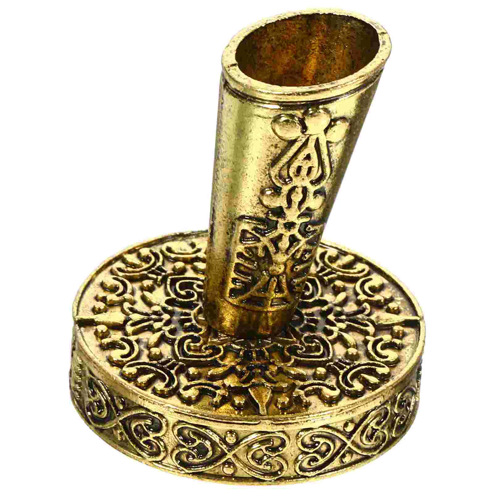 Retro Oblique Pen Holder Calligraphy Stand for Desk Students Metal Single Carved