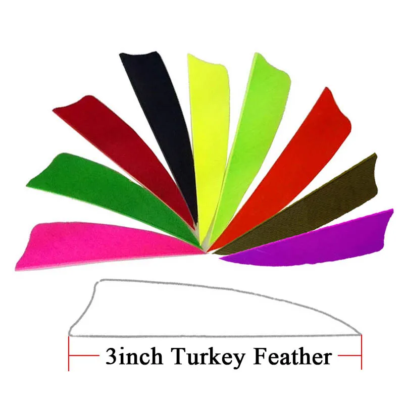 50pcs Archery Arrow Feather 3inch Turkey Feathers Shield Shape Natural Fletching Bow Shooting Hunting Right Wing Vanes