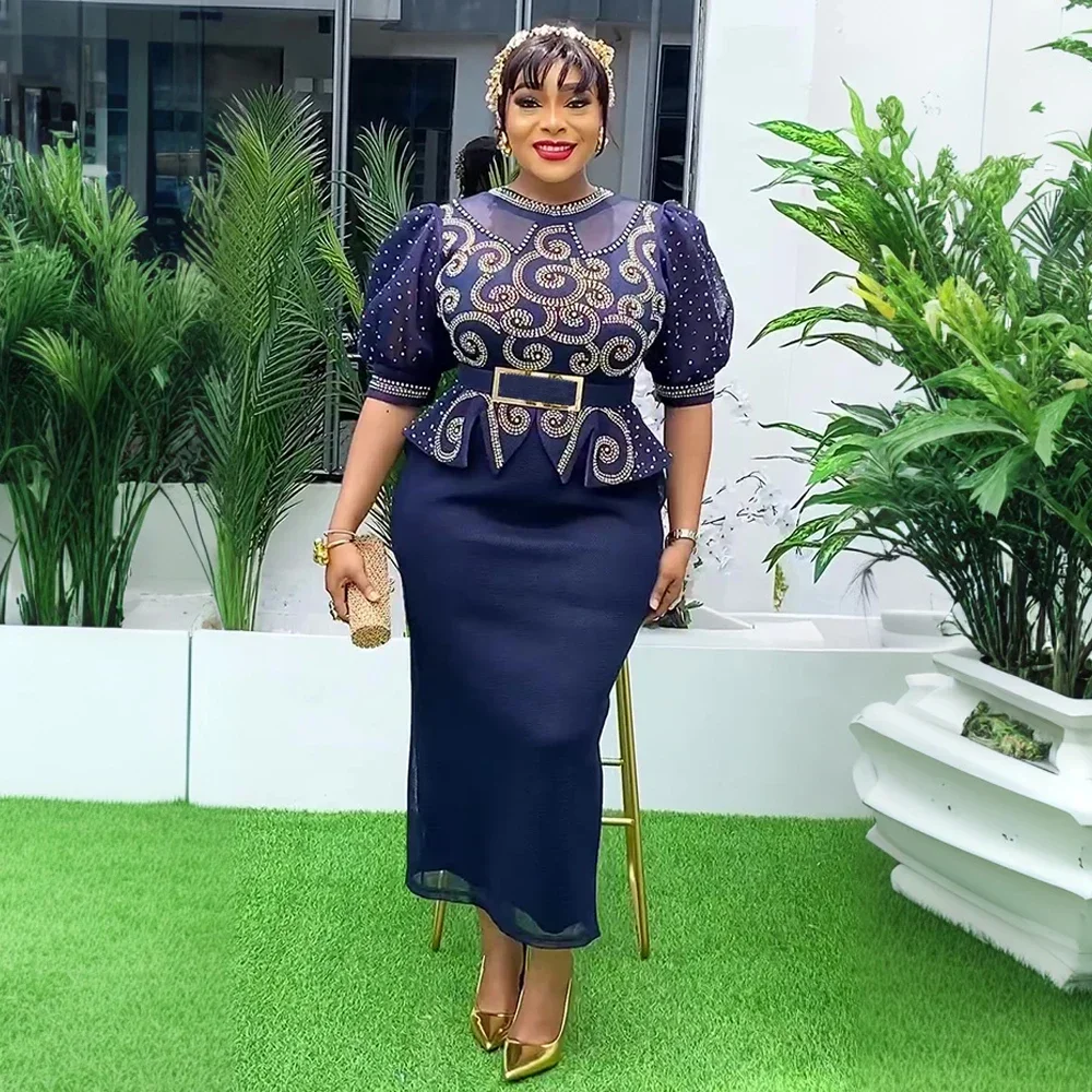 Outfits Plus Size African Party Dresses for Women 2025 New Fashion Dashiki Ankara Wedding Evening Gown Elegant Muslim Maxi Dress