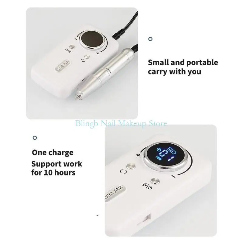 Máy khoan móng không dây 28ta 45000 vòng / phút có thể sạc lại tệp điện động cho móng chân