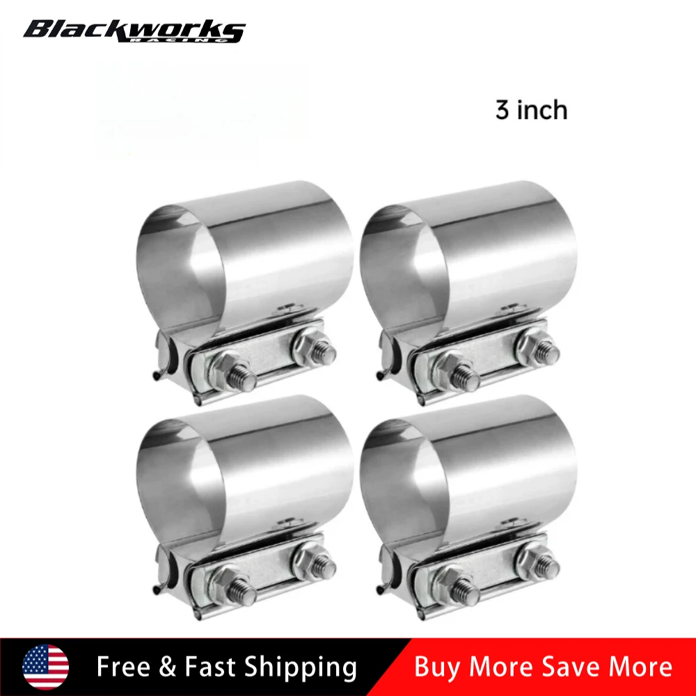 

4pcs 3 Inch Butt Joint Exhaust Band Clamp Muffler Sleeve Coupler Stainless Steel