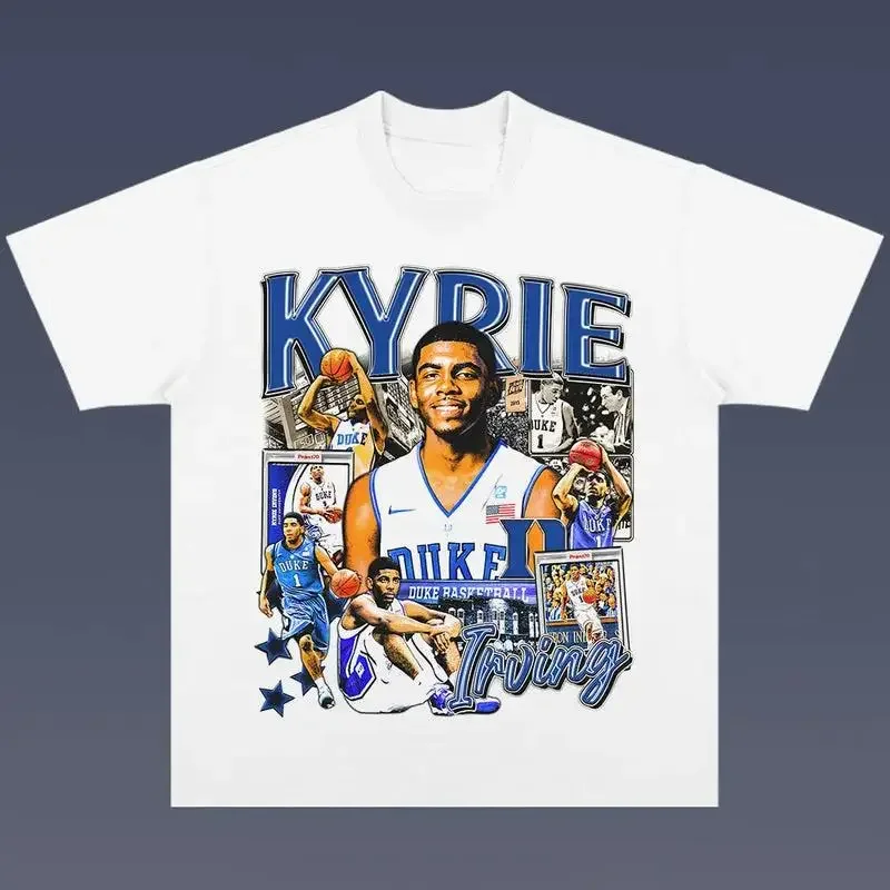 Kyrie Irving Duke Vintage Graphic T‑Shirt Retro 90s Basketball Bootleg Style Short Sleeve Casual Streetwear Tee for Men Women