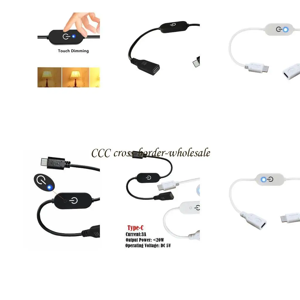 

L41F Type C Touch Control Dimmer Switches with Blue LED Cable for LED Strips