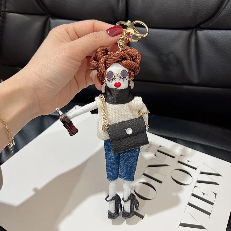 Luxury Real Mink Fur Keychain Bag Pompom Bag Charm KeyRing  Car Jewelry Pendant Girlfriend Gift Luxury Keychain Charm Keychain