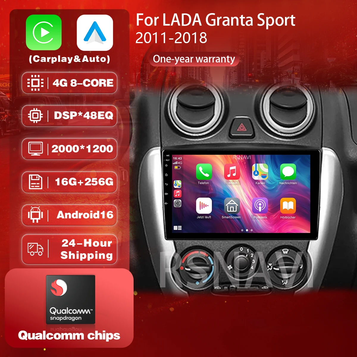 Plug and Play Android 16 For LADA ВАЗ Granta Sport 2011 - 2018 CarPlay 2K Car Radio Multimedia Navigation Video Autoradio Stereo
