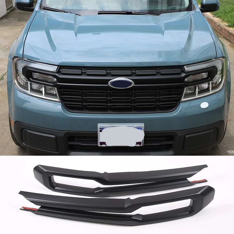 ABS Car Front Bumper Mesh Center Grille Grill Molding Strips Cover Trim For Ford Maverick 2022-2024 Exterior Accessories