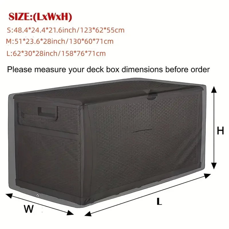 1pc Heavy-Duty Waterproof Deck Box Cover , Wind, and Snow - Durable Black Patio Storage Cover with Easy-On Design