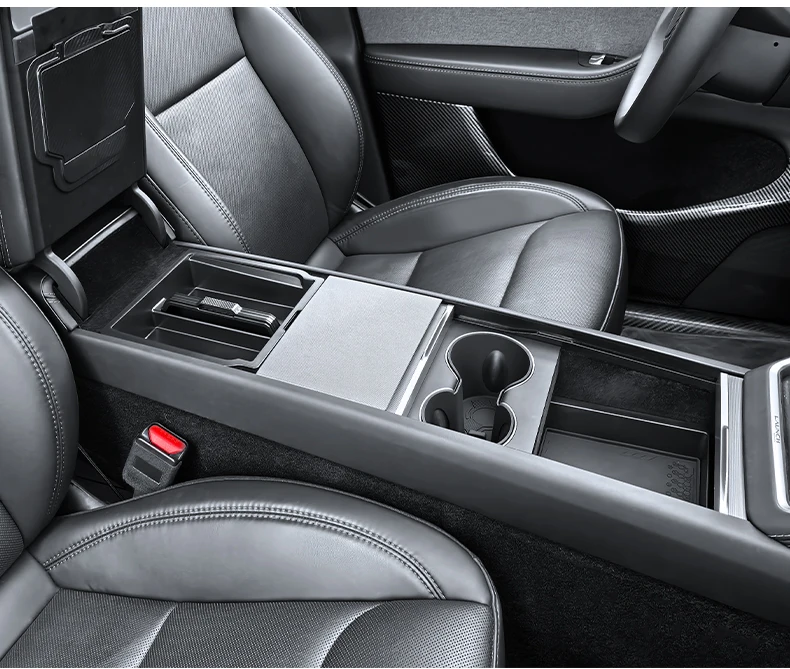 Heenvn Für Tesla Model Y Juniper 2025 2026 Model YL Auto Mittelkonsole Armlehne Doppelschichtige Aufbewahrungsbox Getränkehalter-Organizer – Detail 10