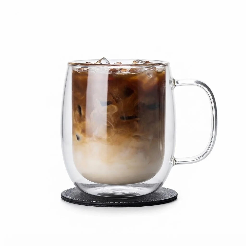 250ml/350ml Double Wall Glass Coffee Cups with Handles, Set of 1/2/4, Insulated Clear Glass Mugs for Espresso, Cappuccino, Latte, Americano & Tea, Modern Minimalist Stylish Cups for Home Office Daily Use