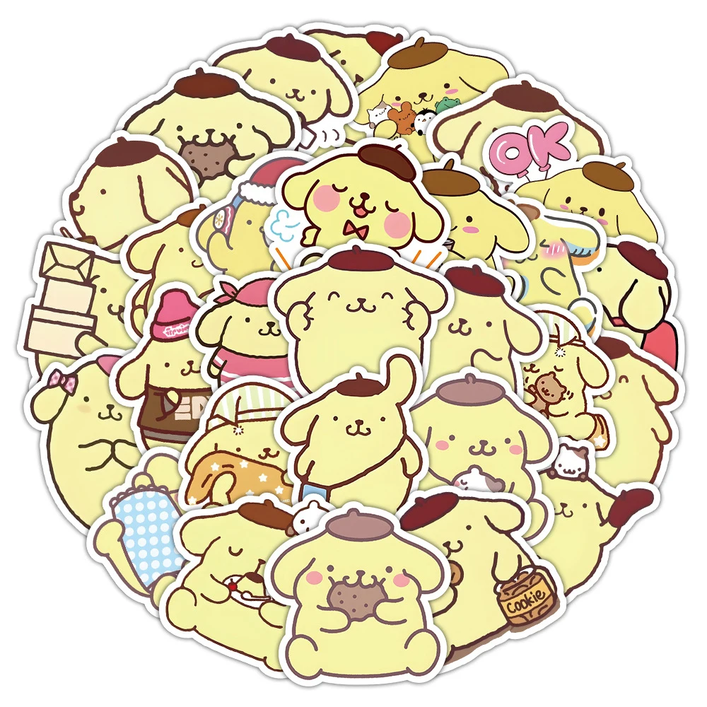 10/30/50pcs Kawaii Pompom Purin Stickers Sanrio Cartoon Decals Toys Toys Graffiti Stationery Guitar Car Cute Anime Sticker Toys