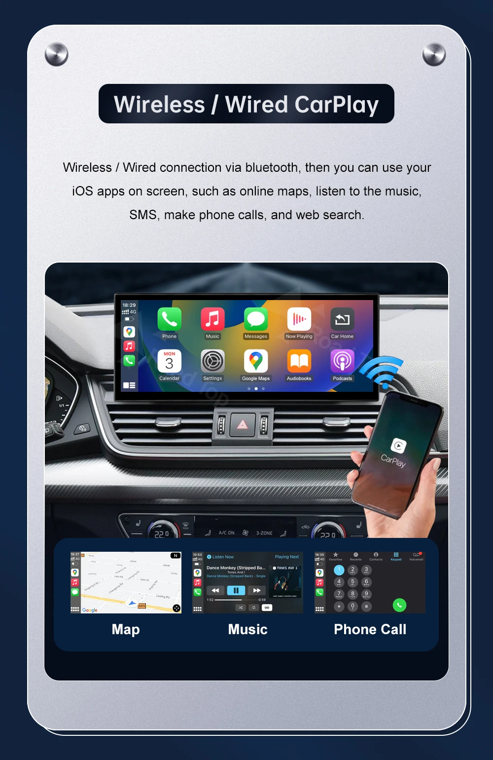 12,3 Zoll Multimedia-Display-Touchscreen für Audi Q5 MIB 2018-2019 Airplay Miracast Funktion Wireless Carplay Android Auto – Detail 7