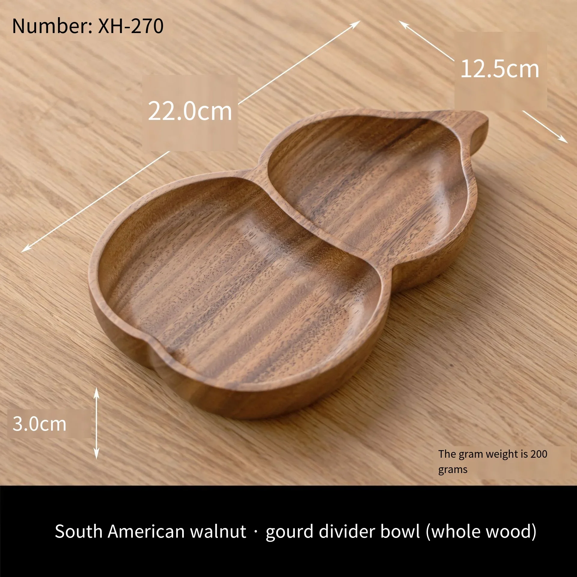 Wooden Divided Serving Tray,Chinese Style Snack Fruit Plate for Coffee Table,Premium Home Decor Ornament for Living Room&Kitchen