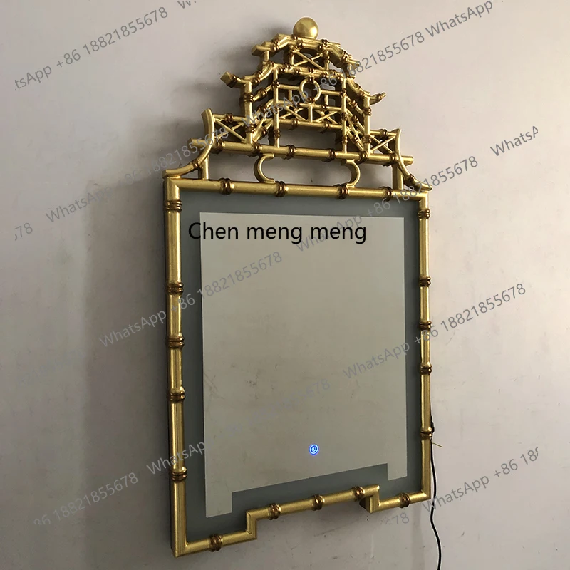 New Chinese entrance mirror living room background wall French light luxury fireplace mirror