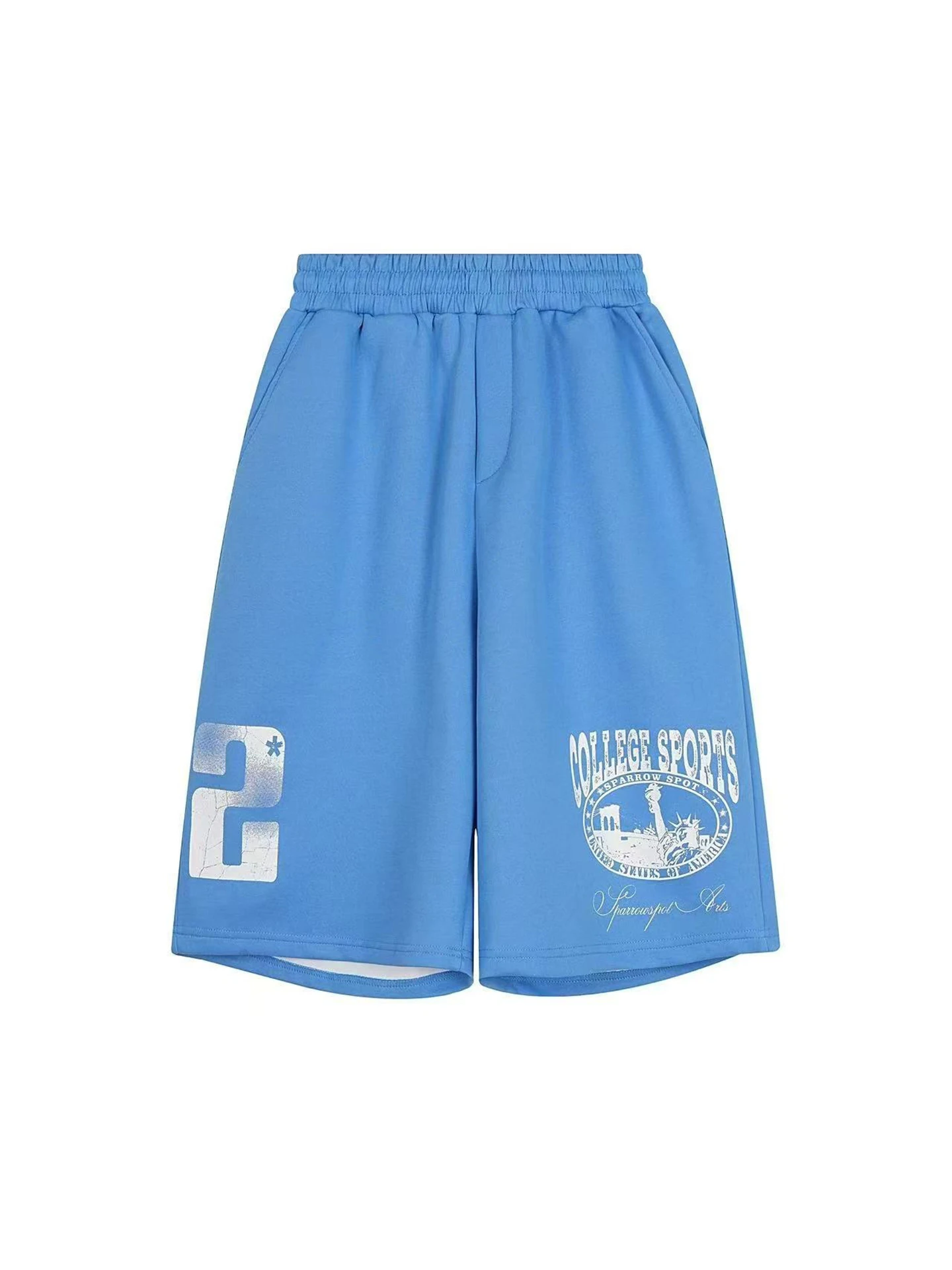 

American Sle Vintage Worn-look Letter Print Casual Five-ket Men's Summer Loose Wide-leg Sports Loose Elastic Waist orts