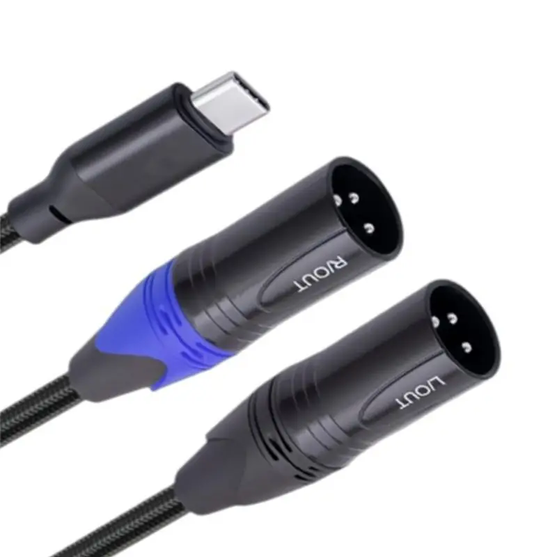 DT51 Microphone Audio Cable Type C to Dual XLR Male Adapter Divide Into Left and Right Lines for Recording
