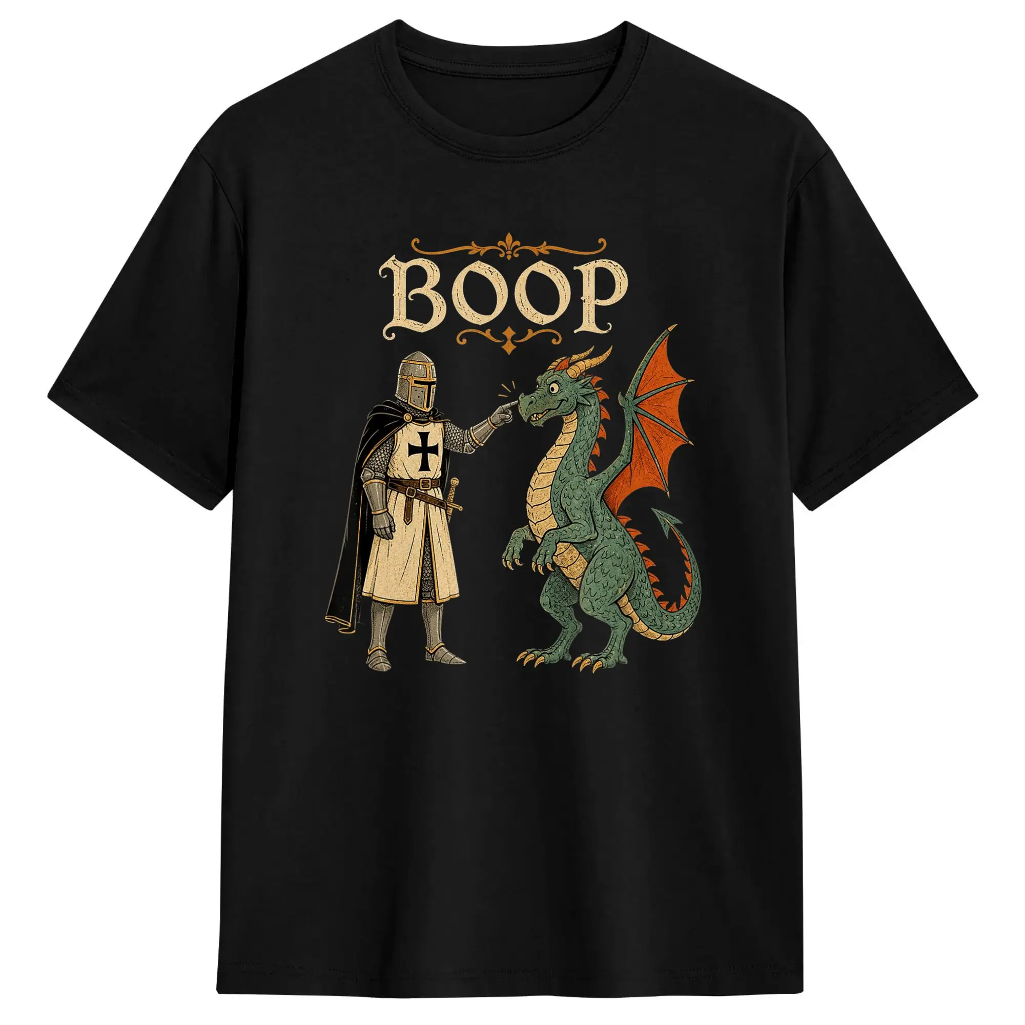 Streetwear T Shirt Summer Boop Dragon Medieval Knight Dragon Funny Fashion T-Shirts  Cotton Tshirt for Men Short Sleeve Clothing