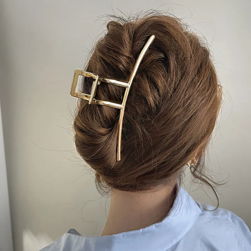 Pinzas para el pelo Extra grandes para mujer, accesorio de Metal para el cabello con diseño de una palabra, pinzas para el pelo para la cara, 13CM