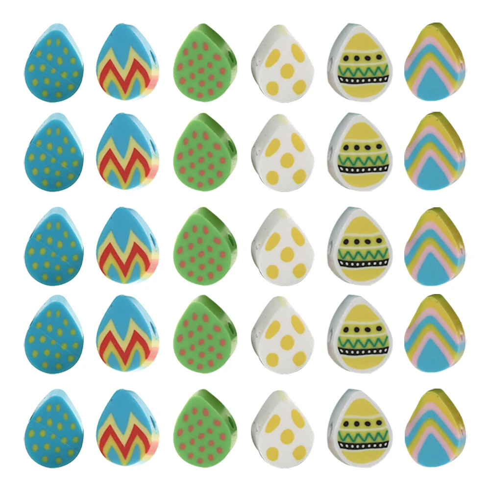 

100pcs Easter Egg Polymer Clay Beads Soft Ceramic Charms for Bracelet Making Wear Resistant Diy Jewelry Craft Materials