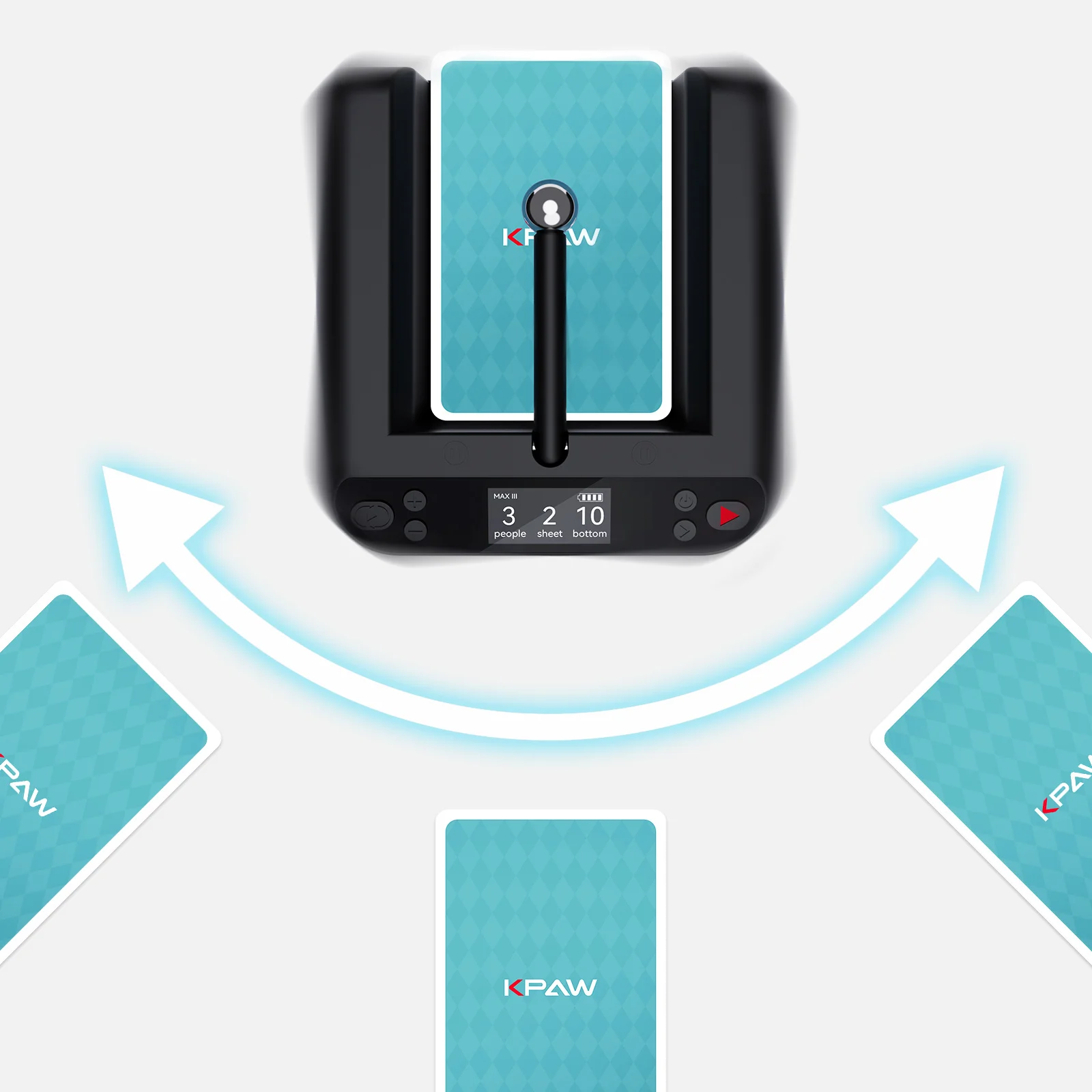 

Automatic Rechargeable Electric Card Dispenser Fun Poker Dealing Shuffle Machine Kpaw MAX 111 ABS Plastic for Family Card Games