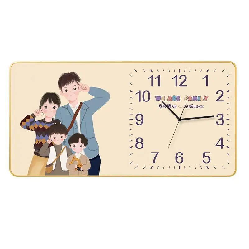 

Living room, clock, wall clock, family, four people, comic, perpetual calendar, electronics, restaurant